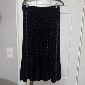 Loft Fashion Black Midi Skirt with Red Accents